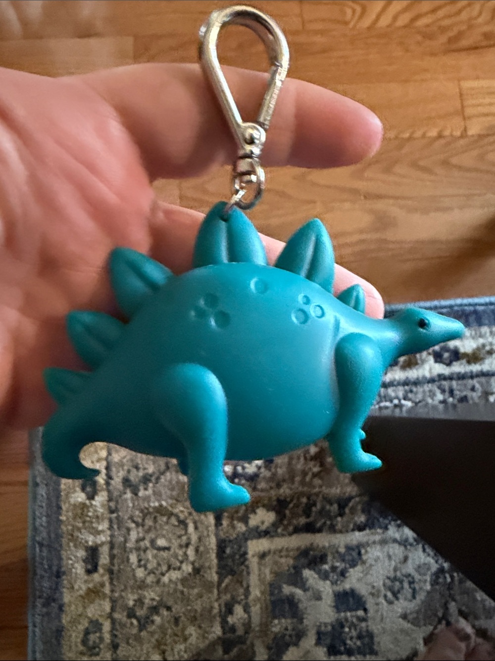Teal Stegosaurus Silicone sanitizer Keychain